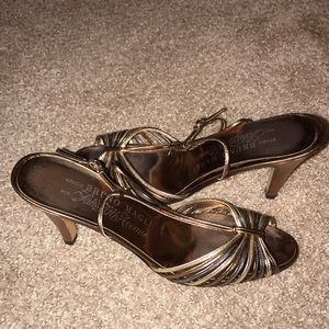 BRUNO MAGLI FOR SAKS FIFTH AVENUE GOLD HEELS